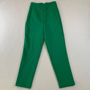 Zara Women's High Waist Trousers Pants Career Business Casual Chic Green Size XS